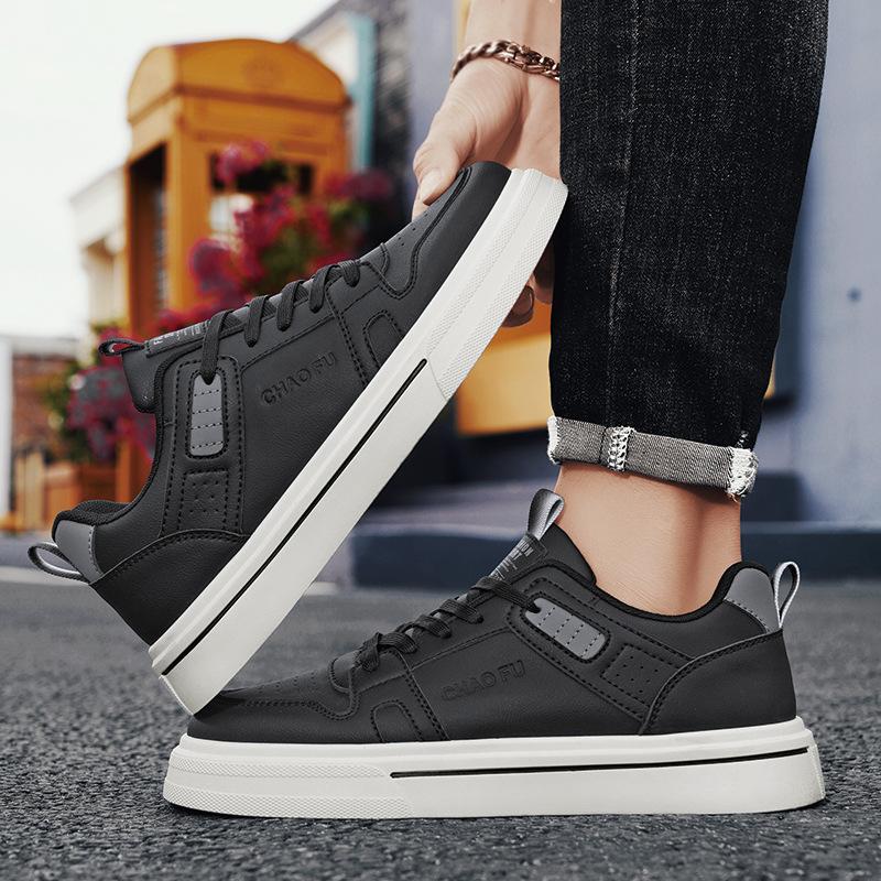 Retro trend low-top little white shoes men's casual skateboard sports shoes men's spring and autumn flat-bottomed lace-up board shoes men's