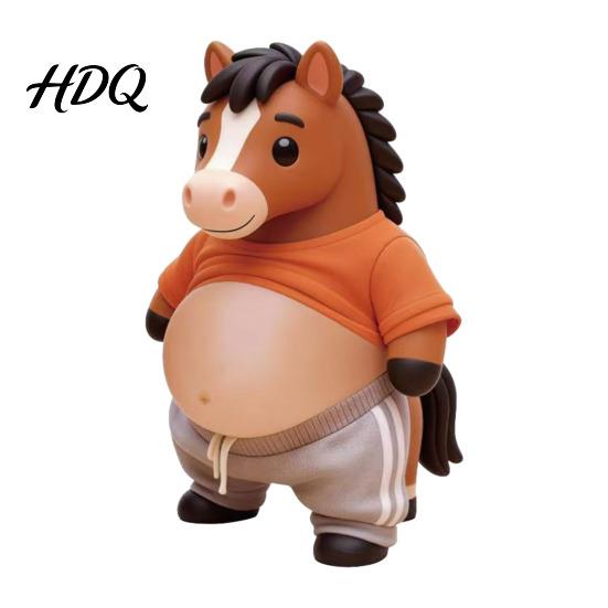 Cartoon Horse Sticker 1 Pair Elastic Belly Animal Anxiety Stress Relief Fat Tummy Shaped Bumper Dog Cat Decal Pinch Silicone Anti-collision 3D