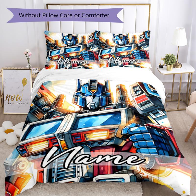Transformers Fans (14) Customize your name Bedding Set Breathable Duvet Cover with Pillowcases Home Decoration Birthday Gift