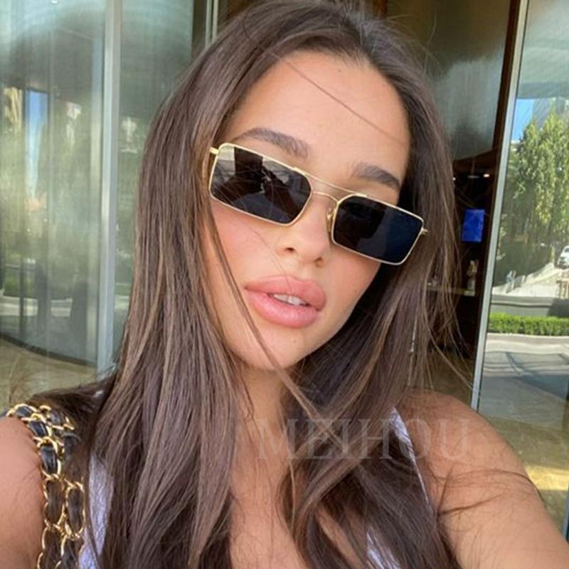 Small Metal Rectangle Sunglasses Women Luxury Brand Quality Narrow Square Gold Shades Sunglasses Women's Eyewear UV400