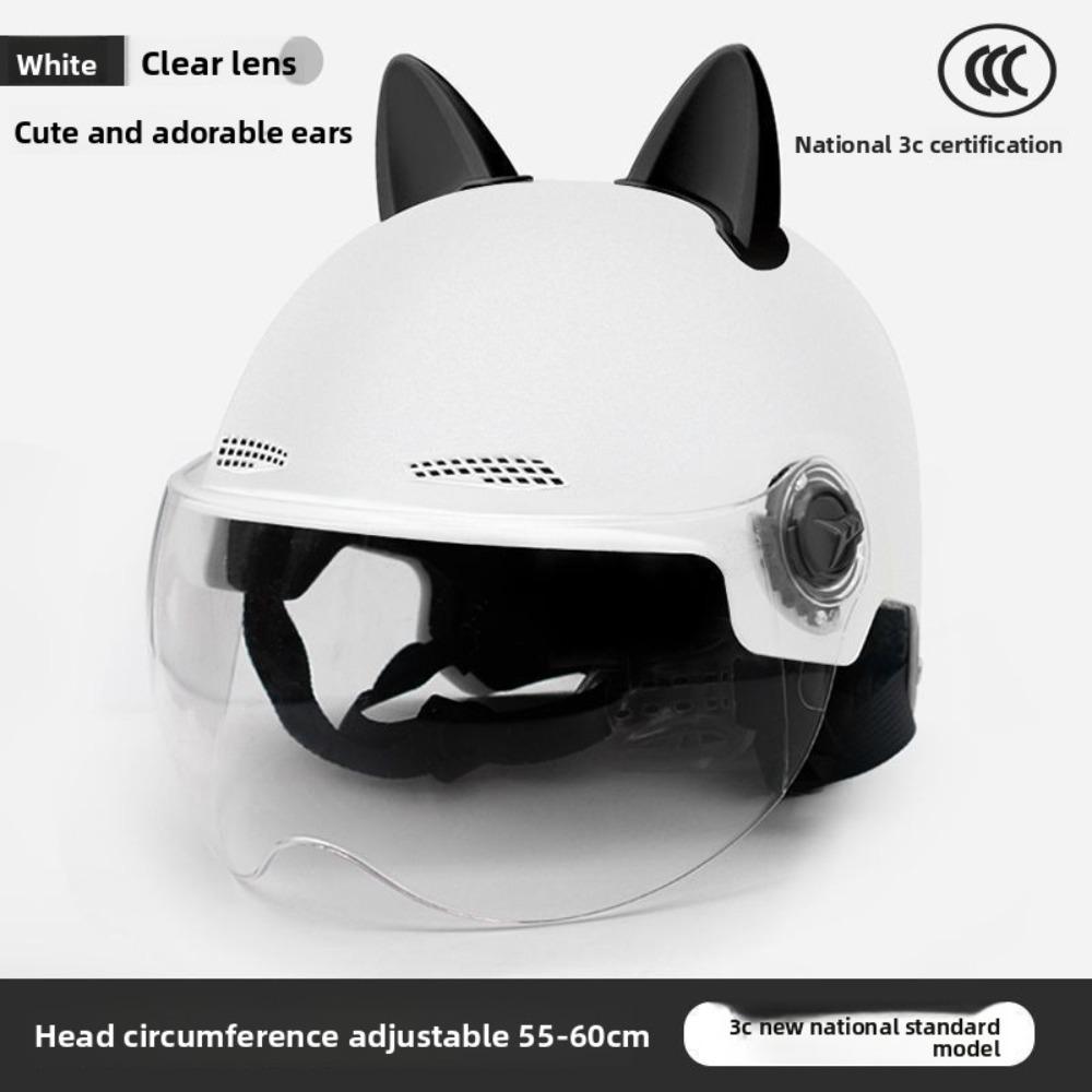 Suitable for Electric Vehicles, Women's Summer Sunscreen, Women's Battery Car, An Hat, Cute Cat Ears, Universal In All Seasons, Half Helmet Men
