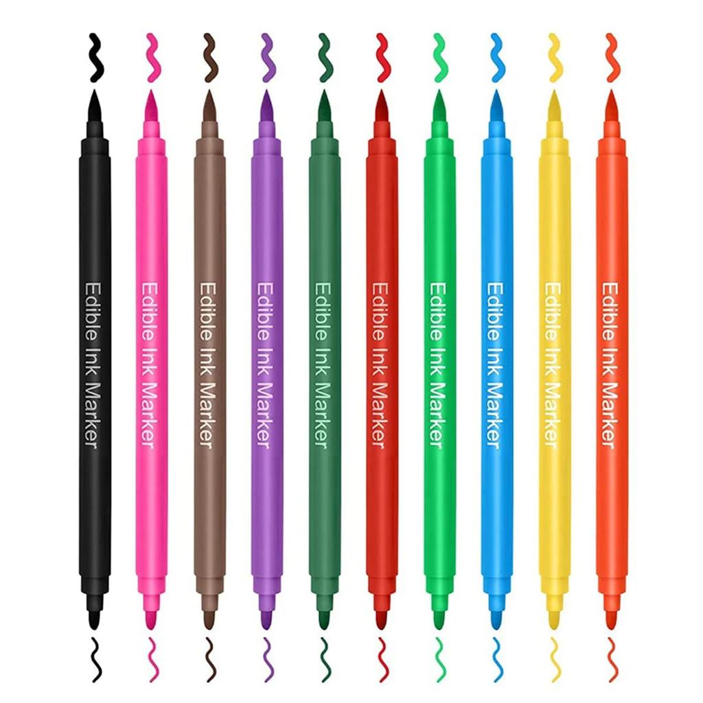 1/10Pcs Markers Pens for Cookie Coloring Pens Fine and Thick Tip Gourmet Writer for DIY Fondant Cakes Frosting