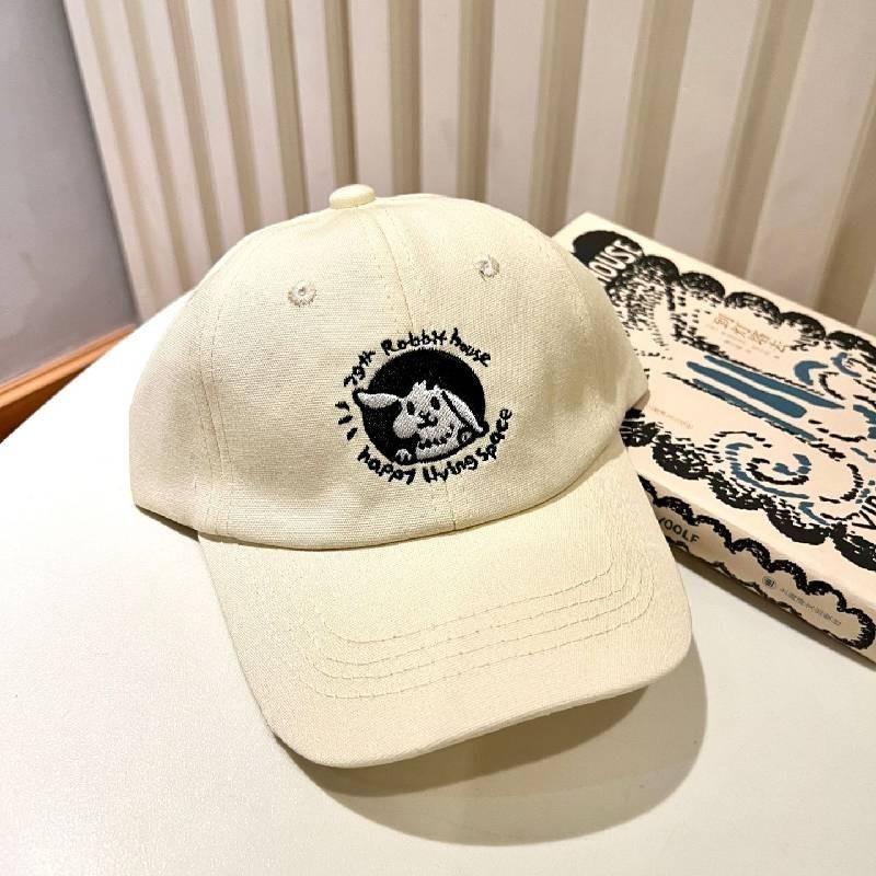 Cute Rabbit Embroidery Kids Baseball Cap For Girls Sun Protection Duck Tongue Hat
