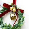 Flocked Bow Bells Wreath with Red Berries for Christmas Tree Decoration, Holiday Floral Garland for Door Hanging