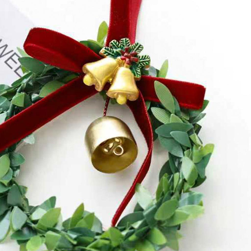 Flocked Bow Bells Wreath with Red Berries for Christmas Tree Decoration, Holiday Floral Garland for Door Hanging