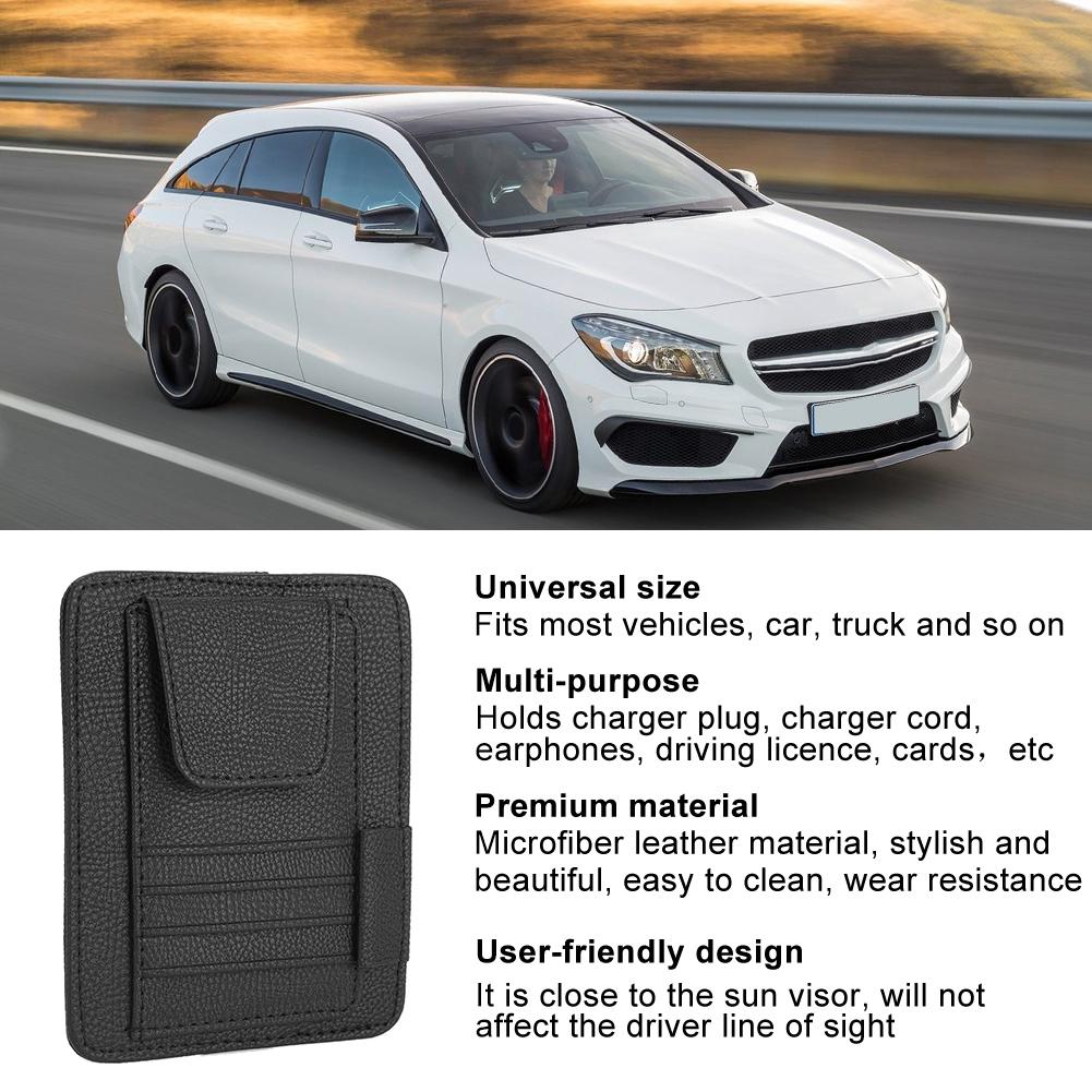 Multi Purpose Car Visor Organizer Sun Visor Storage Holder Pouch Card Bill Storage Bag