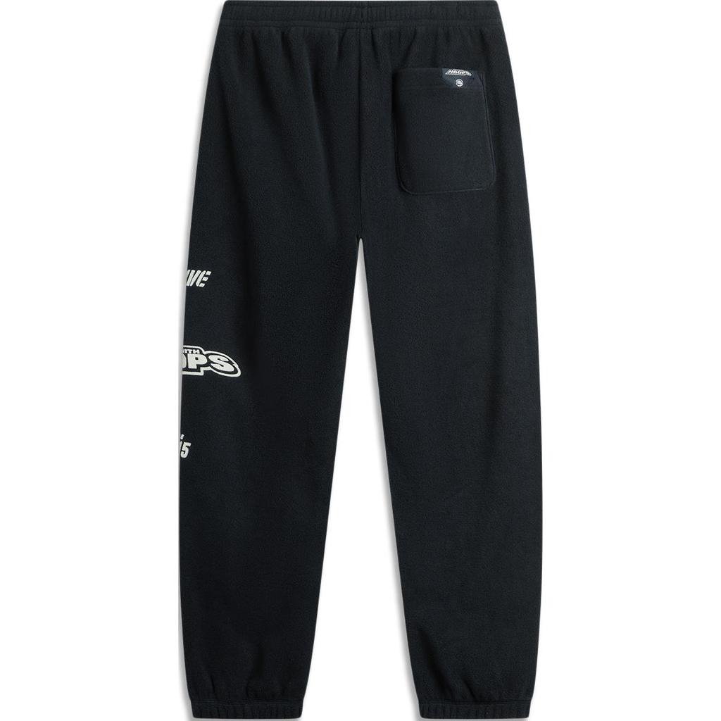 Li Ning Bad Five Comfortable Casual Loose Letter Print Fleece Simple Cuffed Knitted Sports Pants Men pants Black AKYU429-1