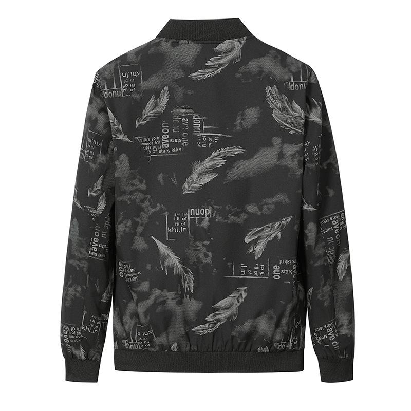 Casual Men's Autumn Printed Jacket Men's Casual Versatile Trend Youth Large Size Jacket Baseball Collar Jacket Cardigan