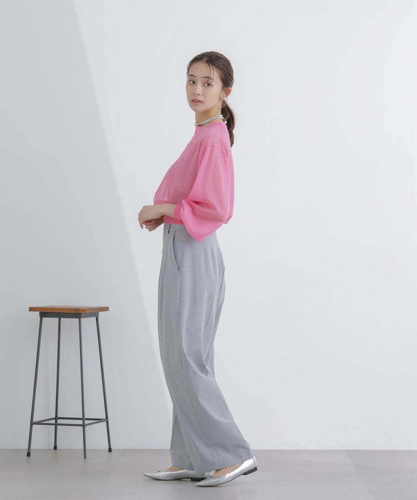 Nano Universe Sheer Volume Size Pink Pullover, S,