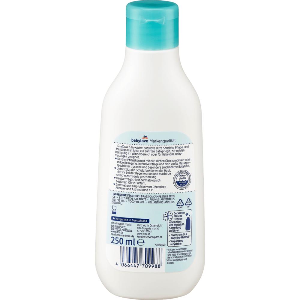 DM Baby Love Babylove Ultra Sensitive Massasjeolje 250ml