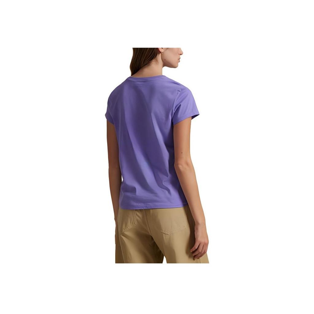 Polo Ralph Lauren Logo Embroidered Crew Neck Short Sleeve T-Shirt Women Tops Purple 211898698-030