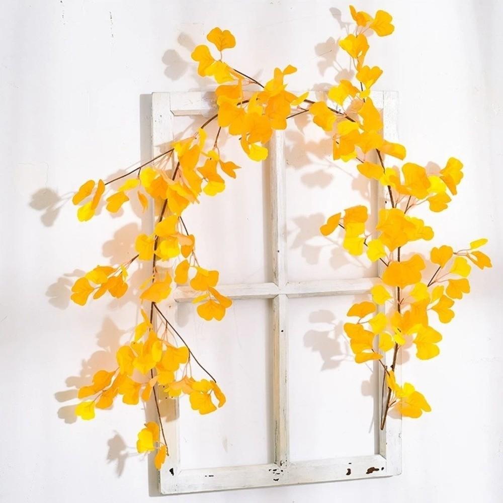 Waterproof Autumn Ginkgo Leaves Handmade Fake Ginkgo Vine Simulation Plant Vine  Home Decor