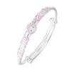 Sterling Silver Cartoon Bracelet for Girls 4-12 Years - Pink Push-Pull Design, Perfect Birthday Gift