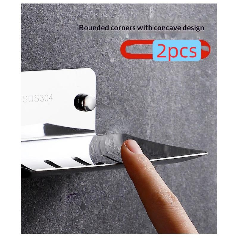 Thickened Stainless Steel Soap Rack Bathroom Soap Box Household Soap Box Non-perforated Wall-mounted Metal Rack for Drain Soap