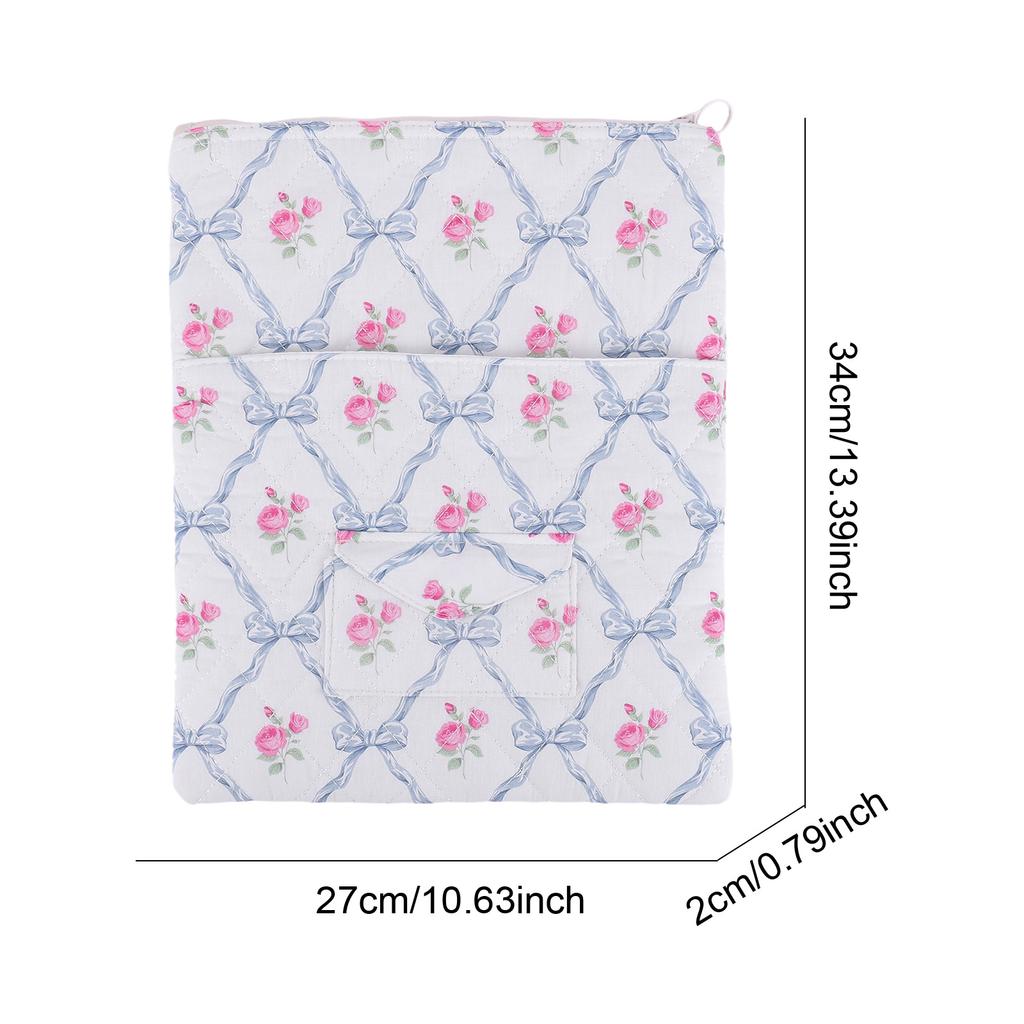Flower Printed Computer Sleeve Bag Puffy Laptop Carrying Case Tablet Protective Cover Cute Clutch Purse for 11-15 Inch Laptop