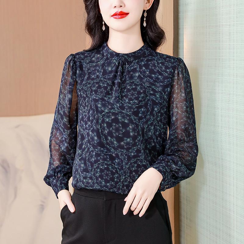 Lux Silk Print Women's Plus Size Chiffon Blouse