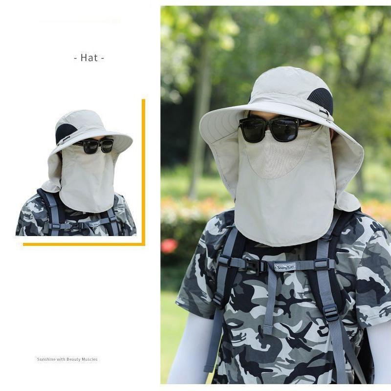Sun Hat Men'S Fishing Hat Anti-Uv Sun Hat Anti-Sun Waterproof Hat Summer Travel Face Covering Neck Hat