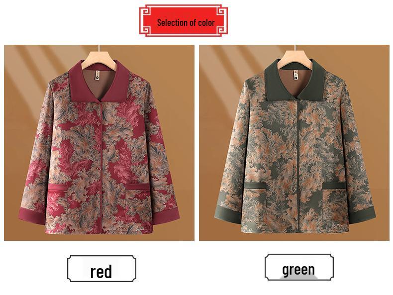 Grandma's Autumn 2025 Fashion: Long-Sleeve Shirt & Three-Quarter Sleeve Set for Middle-Aged and Elderly Women. 