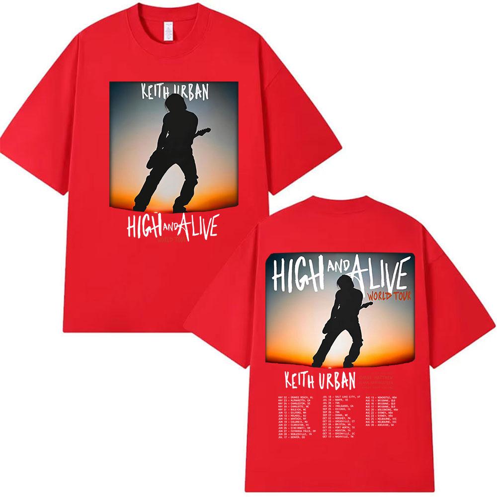 Keith Urban High and Alive World Tour Merch T-shirt Men's Women Vintage Hip Hop Fashion Oversized Cotton T Shirt
