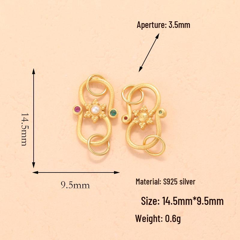 

S925 Sterling Silver Zirconia S-Shape & Figure-8 Clasp Link Extension Bracelet DIY Accessories P26