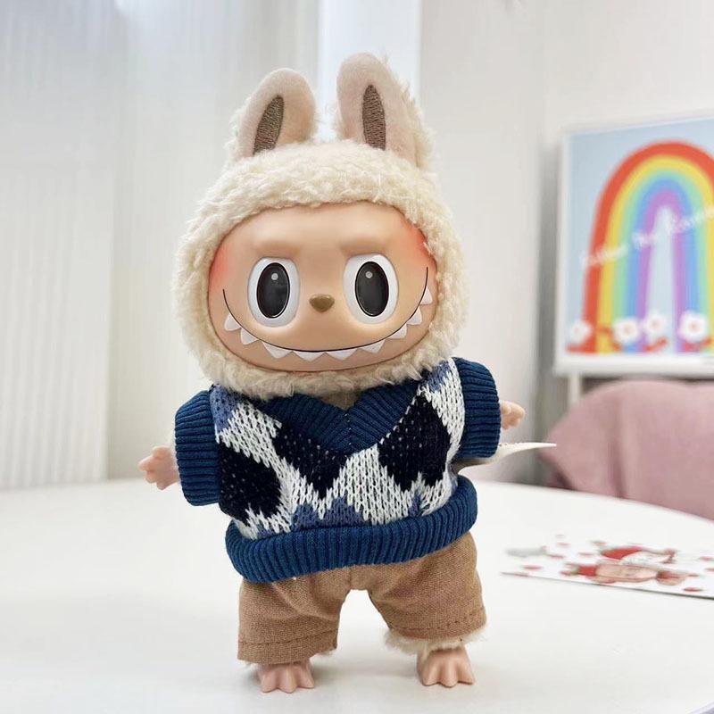 17cm Labubu Doll Clothes: Ice Cream Overalls - Cute Pendant Blind Box