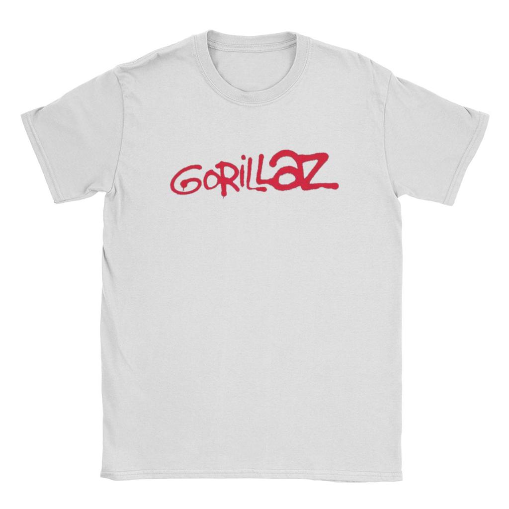 Magliette con Logo Rosso Pennello Gorillaz Uomo Band Musicale Punk Rock Anni '90 Y2K Umorismo Maglietta Puro Cotone Girocollo Manica Corta Maglietta Regalo