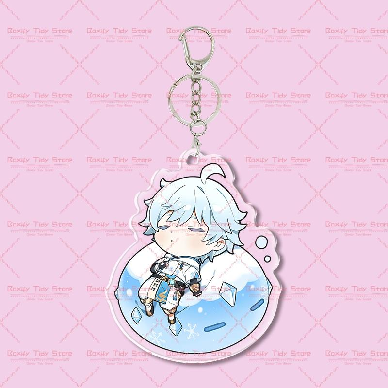 Kawaii Chibi Character Acrylic Keychain - Slime Themed Anime Game Pendant, Cute Backpack Charm Gift for Fans