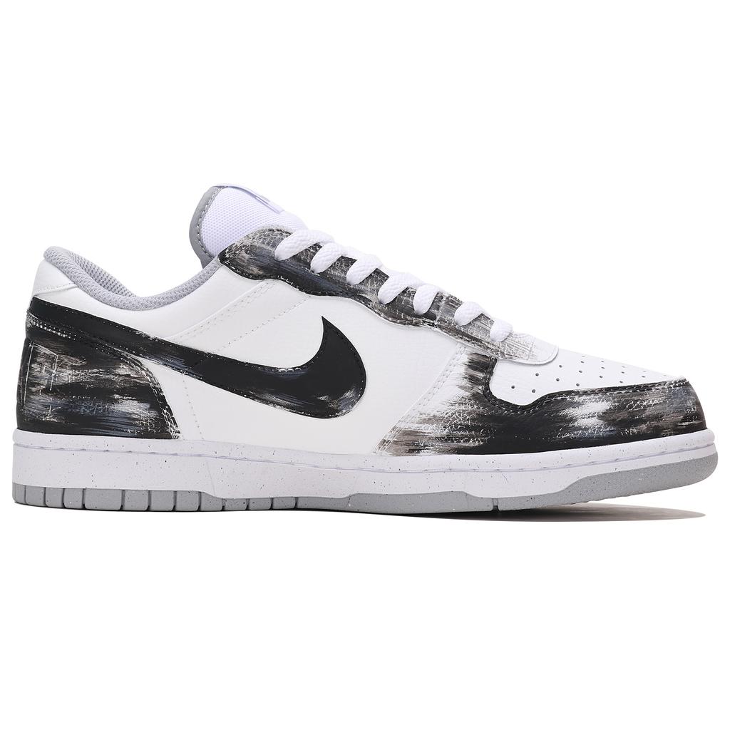 Nike Große Abriebfeste Atmungsaktive Low-Top Skateboard-Schuhe Herren Schwarz Weiß 355152-106(Team804-)