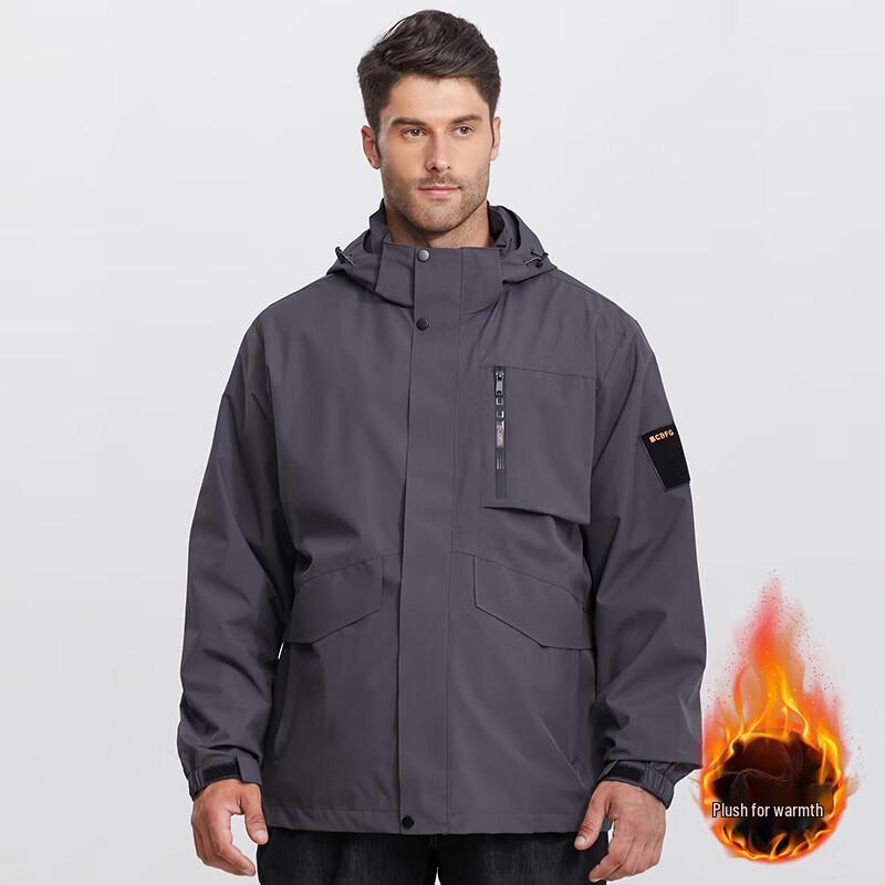 Dibinze Men's Plus Size Hooded Workwear Jacket