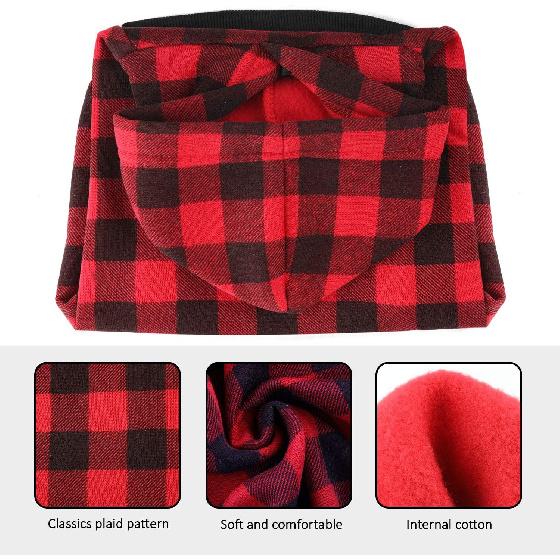 Plaid Dog Hoodie Sweatshirt Sweater for Large Dogs Cat Puppy Clothes Coat Warm and Soft(L)