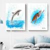 Abstract Ocean Animals Posters Canvas Painting Dancing Marlin Dolphin Fish Wall Picture Minimalist Print Livinig Room Home Decor