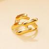 18K Gold Stainless Steel Geometric Open Ring - Personalized INS Style with Bright Surface.
