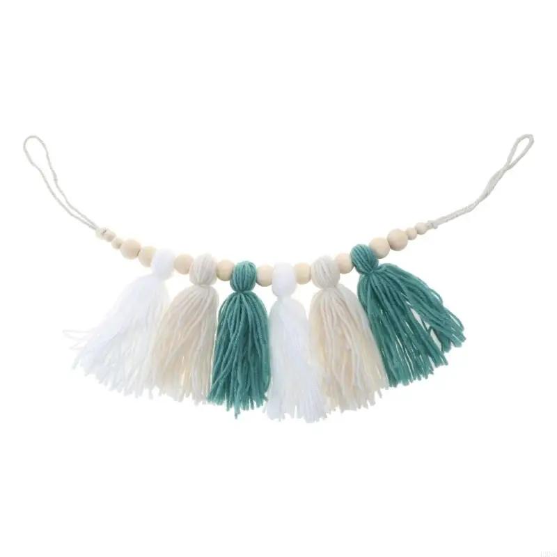 DIY Tassel Garland with Wooden Bead Party Backdrop Bohemian Home Wall Hanging Decoration for Bedroom Nursery Birthday