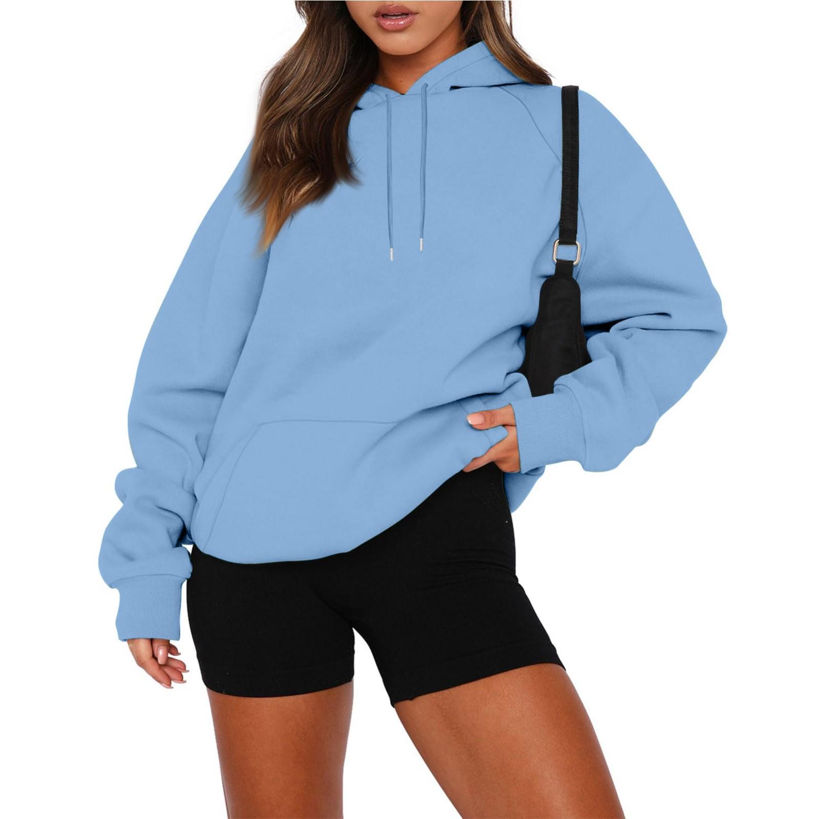 

Women s Long-sleeved Solid Color Plus Velvet Thickened Women s Hooded Sweatshirt XL