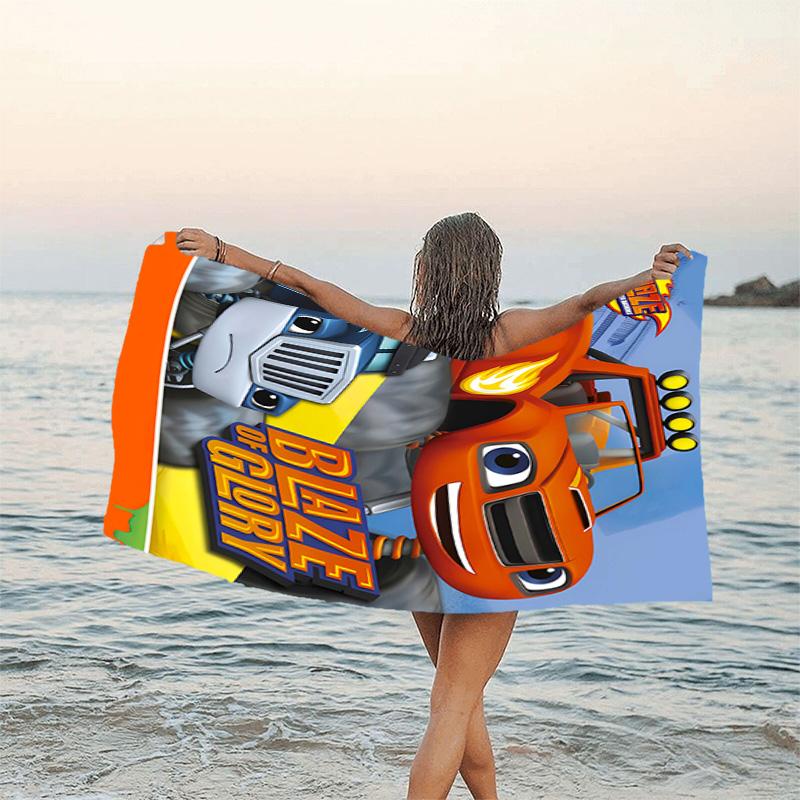 1 Stück Blaze und die Monster-Maschinen (4) Strandtuch, Strand- und Meeresufer-Schwimmbadausstattung, Modisches Muster, Rechteckig, Reiseutensilien