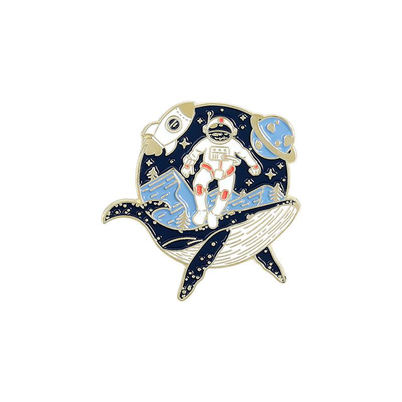 Whale Astronaut Drifting Bottle Metal Design Badges Brooch Enamel Pins Label Bag Backpack Jewelry Boy Girl Gift