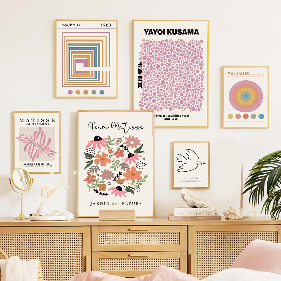 Matisse Poster Yayoi Kusama Abstract Posters and Prints Canvas Patings Bauhaus Wall Art Pictures for Living Room Boho Home Decor