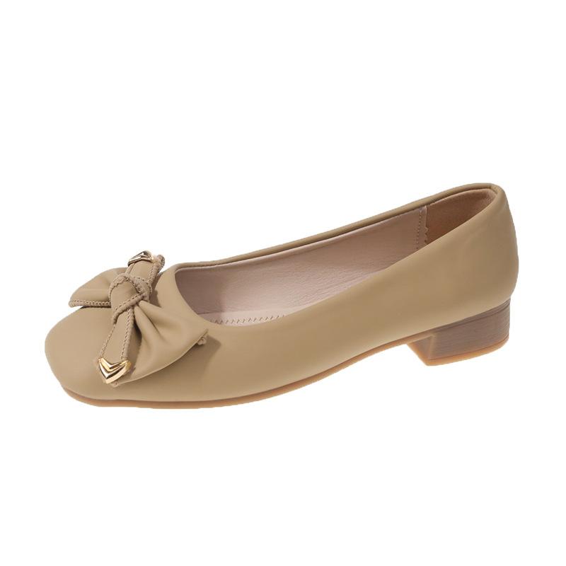 Single shoes women's new bow flats are comfortable and versatile, light mouth with skirt