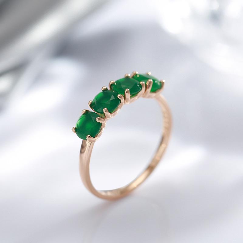100% 18K Rose Gold Ring for Women Natural Emerald Gemstone Jewelry Anillos De Bizuteria Anillos Mujer Gemstone Gold Rings Box