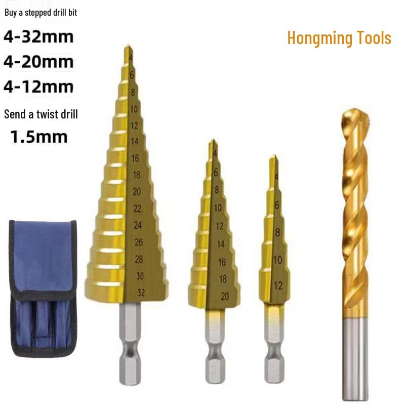 Popular Small 3P Tapered Drill: Hex Shank, Straight Flute for Multi-Material Drilling and Easy Hole Enlargement.