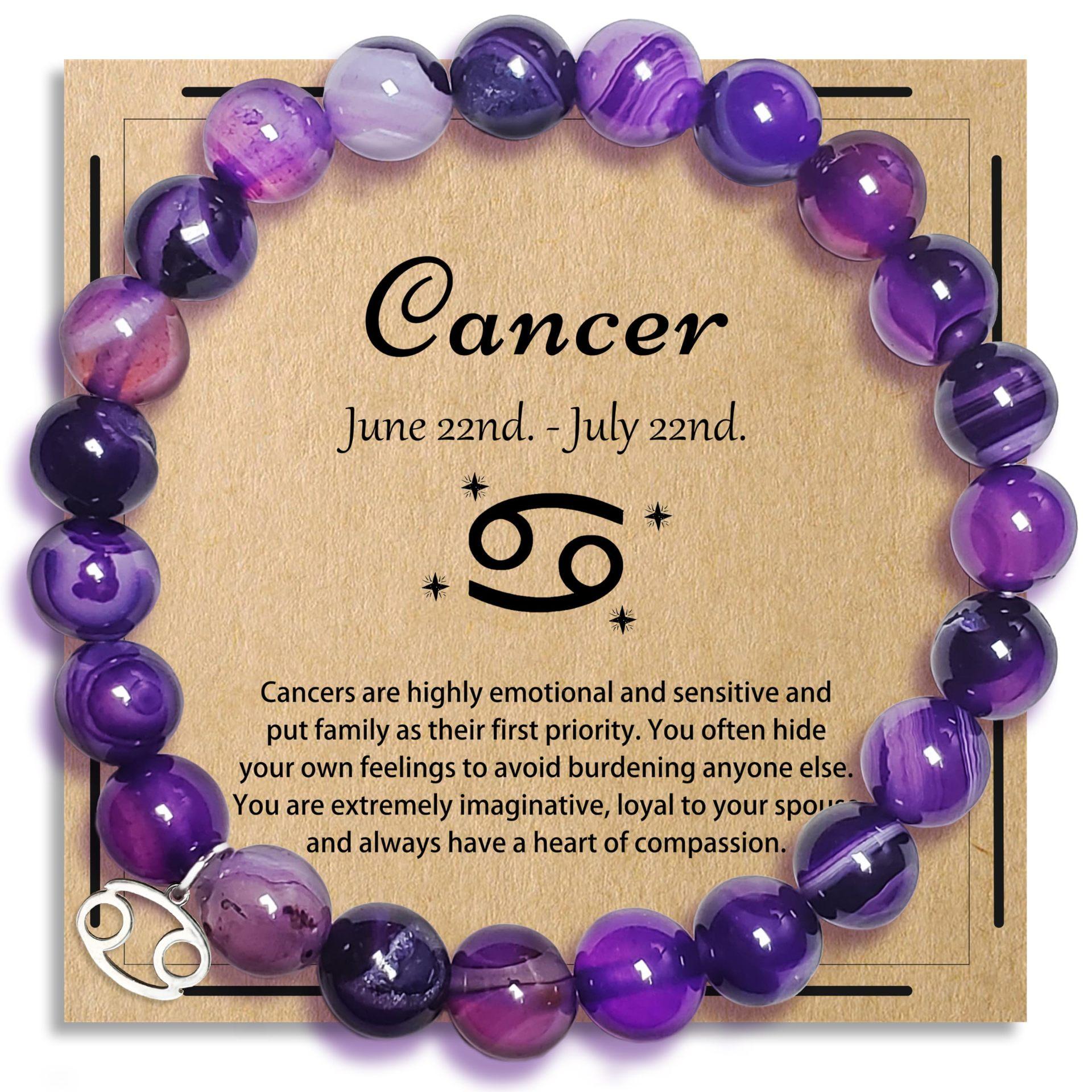 

Twelve Constellation Bracelet 8mm Purple Agate Beaded Elastic Rope Bracelet Constellation Bracelet One Size