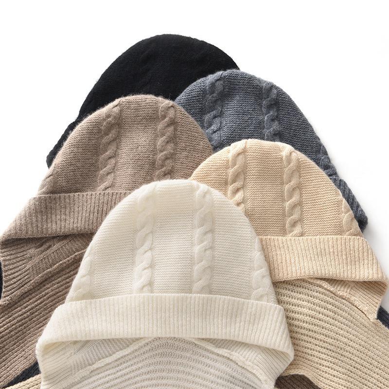 % Cashmere integrated thickened warm hat men's and women's cashmere one-piece scarf hat