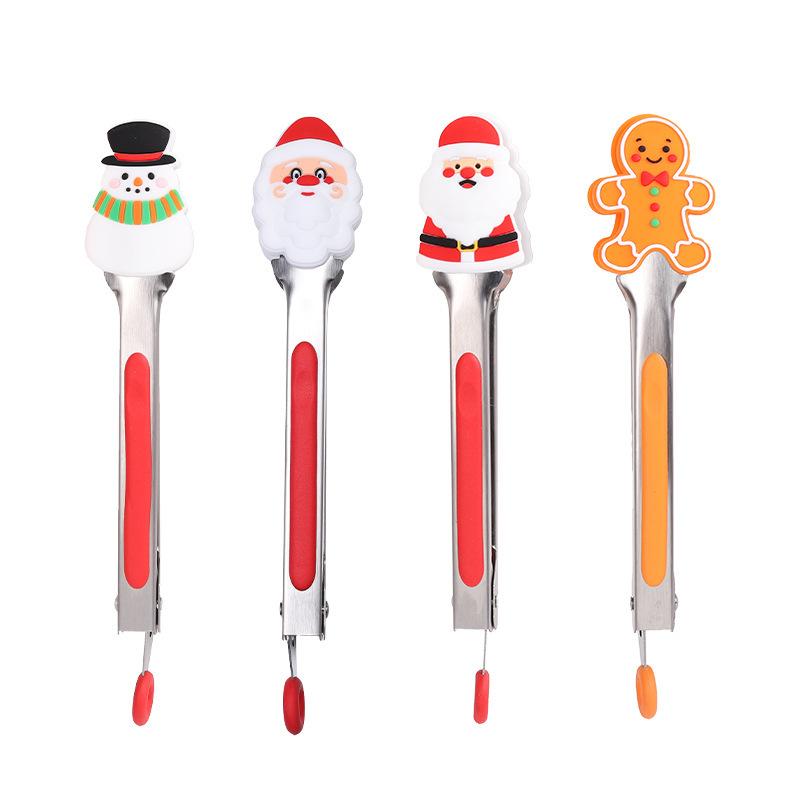 

Набор из 4 шт. Рождественская серия 9-дюймовые силиконовые пищевые щипцы Посуда Барбекю Стейк Выпечка Утолщенный материал Праздничные кухонные принадлежности