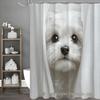 Weißes Welpen Badezimmer-Set: Enthält Duschvorhang, rutschfeste Badematte, Toilettendeckelbezug und 12 Haken.