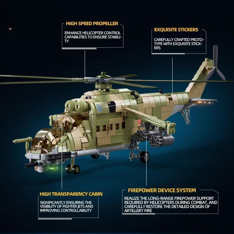 893PCS MI-24S Armed Transport Helicopter Building Blocks Military Army Weapon Creative Soldier Figure Dolls Bricks Toys For Kids No Box