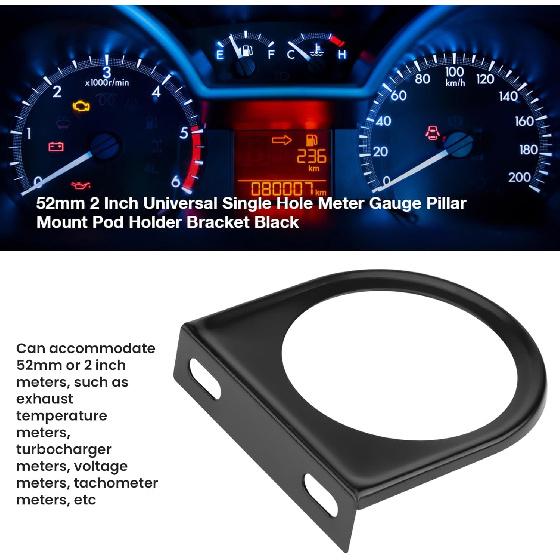 Single Gauge Mounting Panel, 52mm 2 Inch Gauge Bracket Holder Universal Single Hole Meter Gauge Pillar