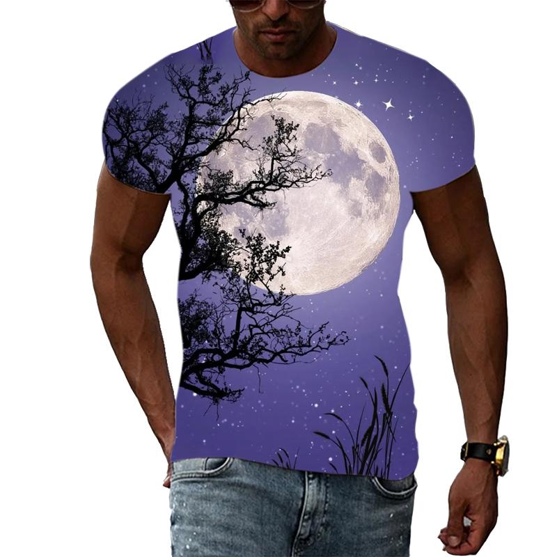 Summer Night Scene graphic t shirts Men Fashion Trend Creative Pattern T-shirt Hip Hop harajuku Handsome 3D Print t-shirts Tops