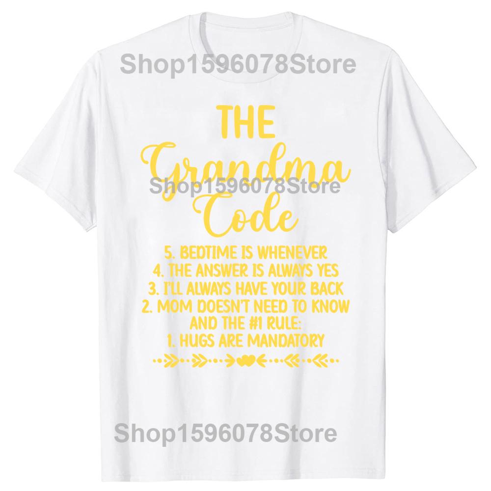 Engraçado O Código da Vovó Avó Avô Camiseta Masculina Feminina Hip Hop Camiseta Oversized 100% Algodão Camisetas Confortáveis