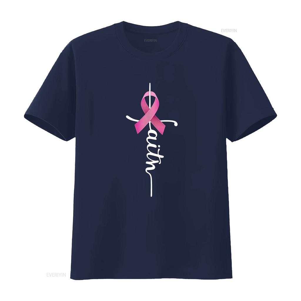 Faith Breast Cancer Awareness Ribbon Mens T Shirt vintage Washed Soft graphic designer clothes homme Stretched Slightly
