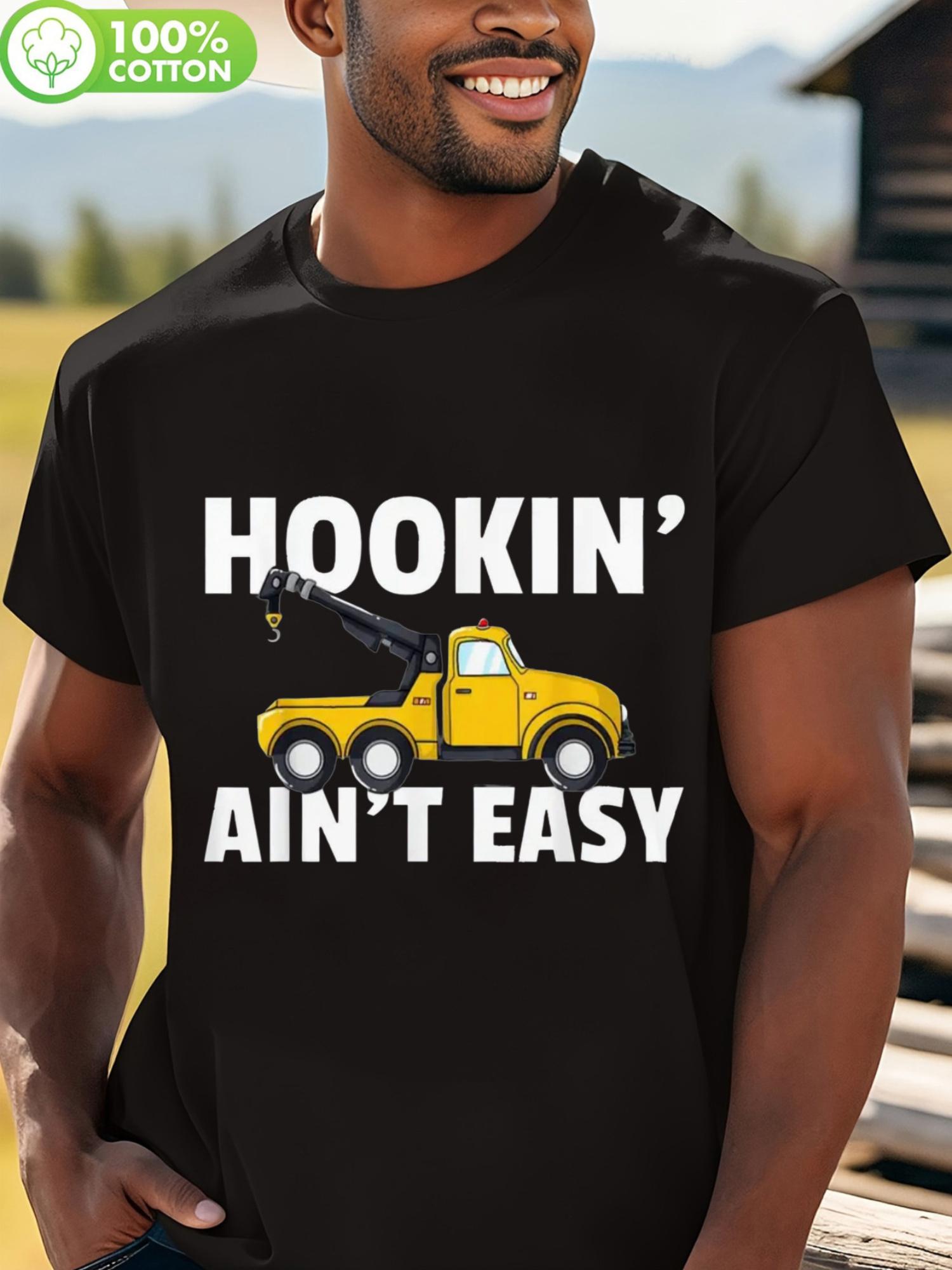 Casual Crew Neck T-shirt with Funny Tow Truck Driver Graphic S